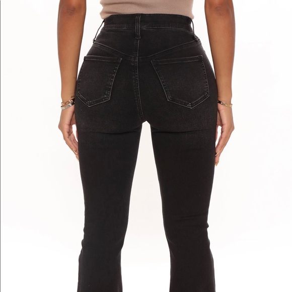 Black Stretch Flare Jeans - Picture 6 of 7